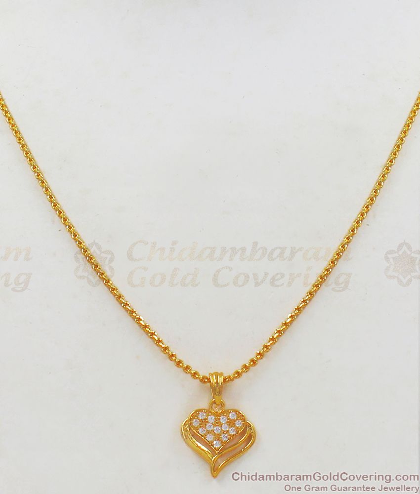 Heart Model Gold Pendant Chain Model Short Chain For Ladies SMDR619