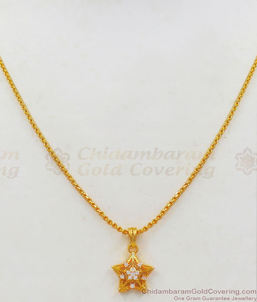 AD White Stone Star Pendant Chain Model Short Chain For Ladies SMDR621