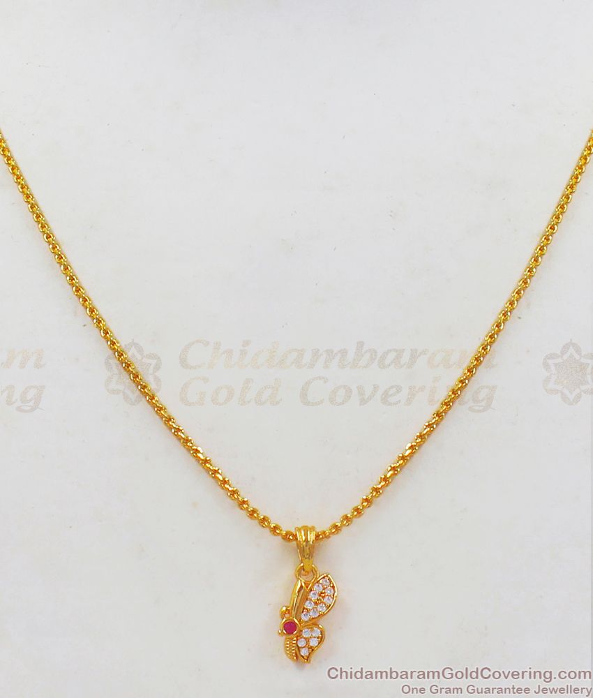 Butterfly Pendant Gold Chain Model Short Chain For Ladies SMDR622