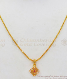 Trendy One Gram Gold Stone Pendant Collections Short Chain For Girls SMDR625 Trendy One Gram Gold Stone Pendant Collections Short Chain For Girls SMDR625