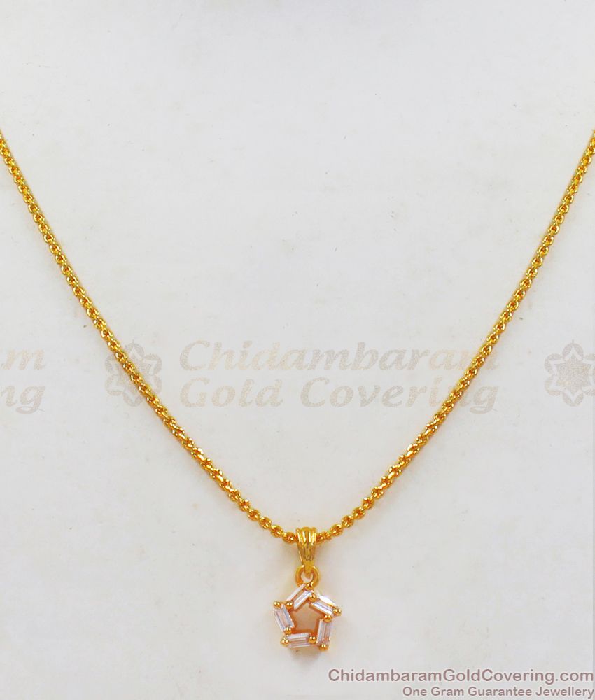 Cubic Zircon White Stone Pendant Collections Short Chain For Girls SMDR626
