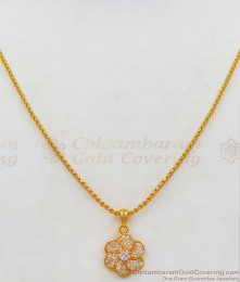 Sparkling White Diamond Flower Pendant Gold Chain Collections SMDR630 Sparkling White Diamond Flower Pendant Gold Chain Collections SMDR630