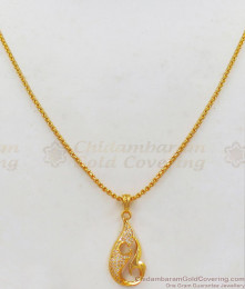 Sparkling White Diamond Flame Pendant Gold Chain Collections SMDR631 Sparkling White Diamond Flame Pendant Gold Chain Collections SMDR631