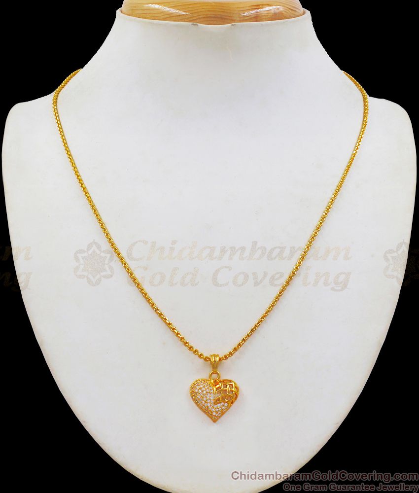 Sparkling Heart Model Gold Pendant Chain Model Short Chain For Ladies SMDR633