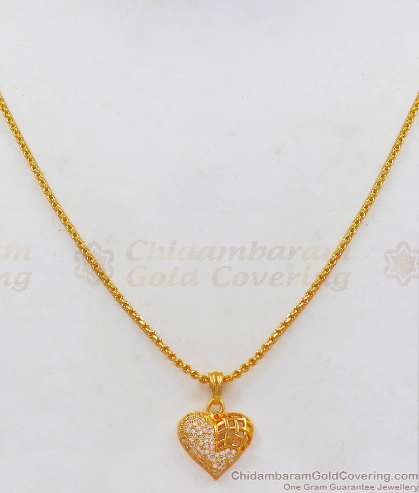 Sparkling Heart Model Gold Pendant Chain Model Short Chain For Ladies SMDR633