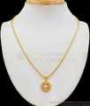 Round Flower Diamond Pendant With Short Chain Gold Plated Collections SMDR634