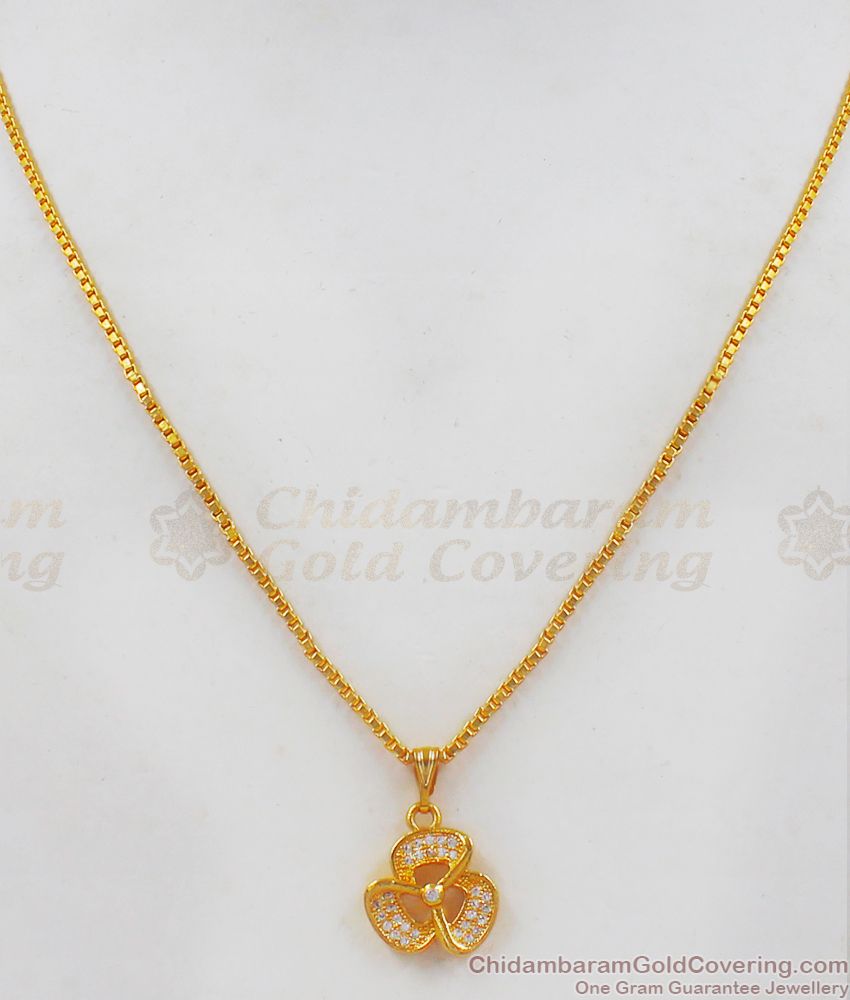 One Gram Gold Stone Pendant Collections Short Chain For Girls SMDR636 One Gram Gold Stone Pendant Collections Short Chain For Girls SMDR636