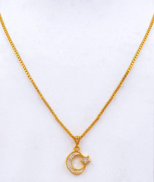 Stylish White Stone Star Pendant Chain College And Office Wear SMDR637