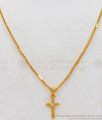 Christian Religious Cross Gold Pendant Chain Short Chain Collections Daily Wear SMDR639