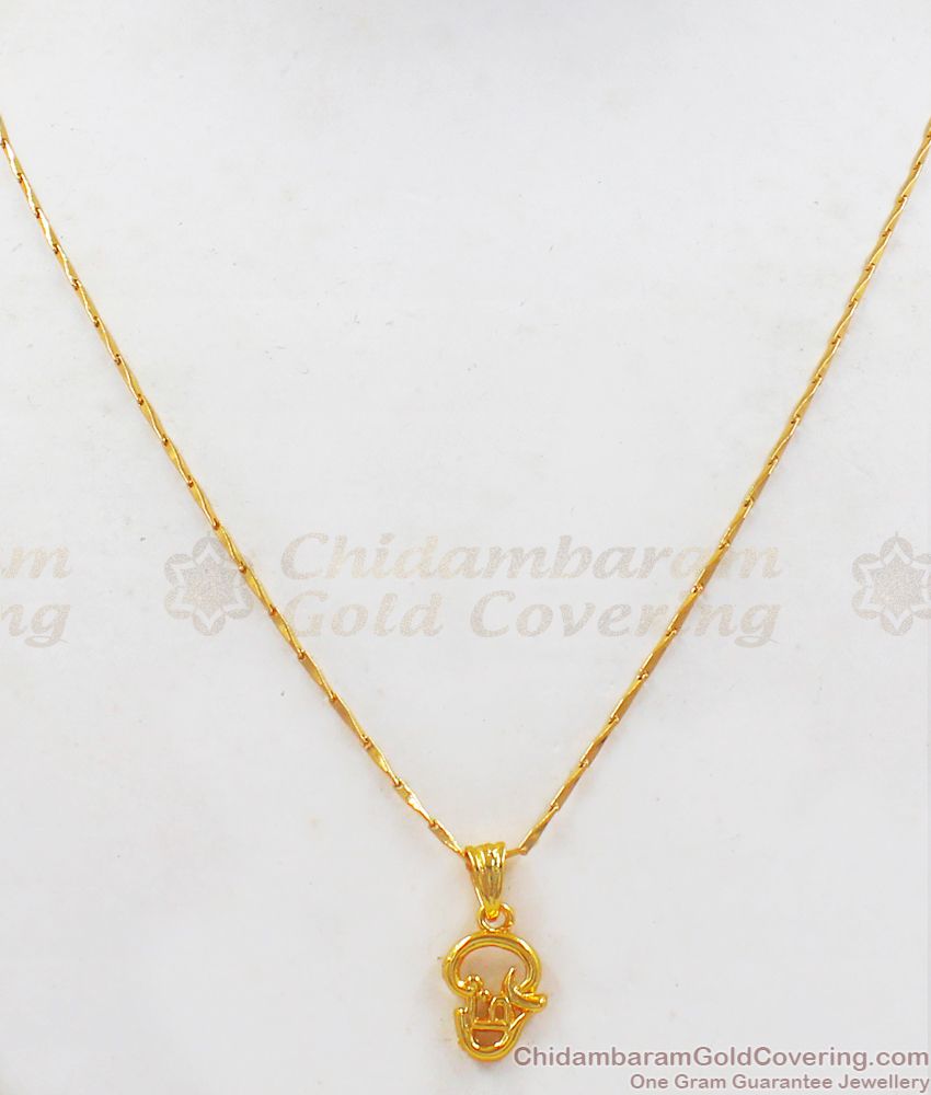 Om Muruga Religious Gold Pendant Chain Short Chain Collections Daily Wear SMDR640