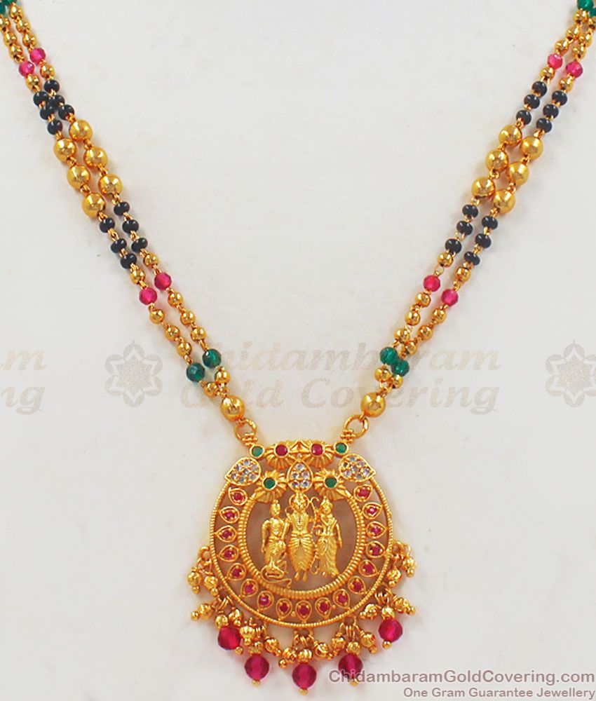 Double Line Temple Jewelry Gold Short Chain Collections SMDR643