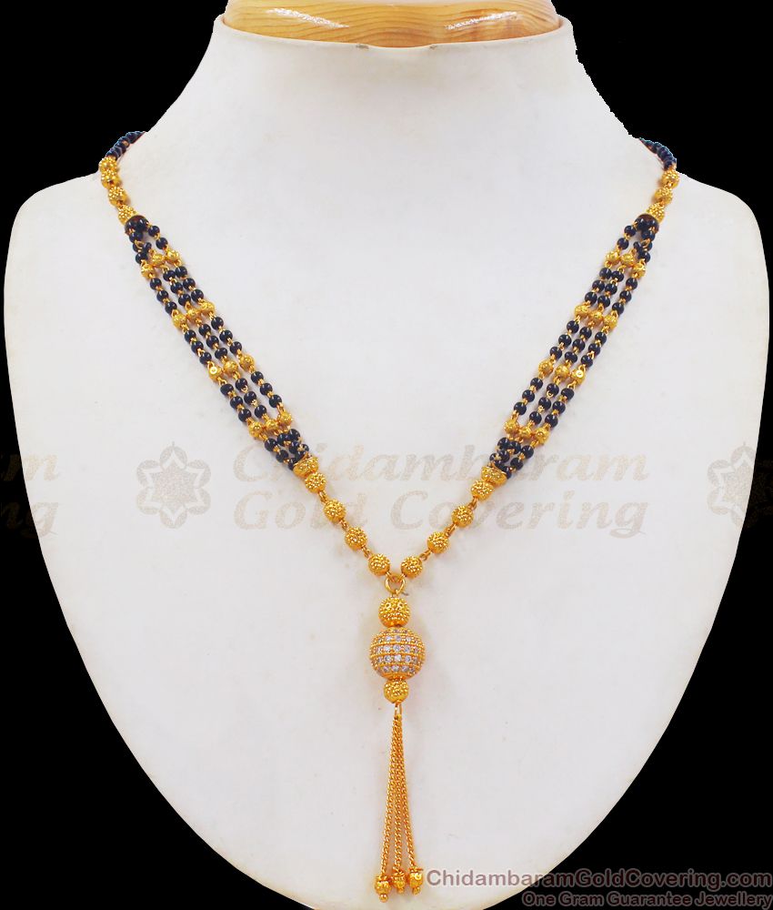 Multi Line Black Beads Mangalsutra Gold Short Chain Collections SMDR648