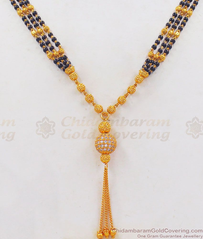 Multi Line Black Beads Mangalsutra Gold Short Chain Collections SMDR648