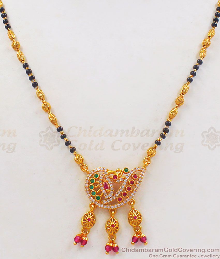 Trendy Peacock Design Gold Mangalsutra Short Chain Collections SMDR652