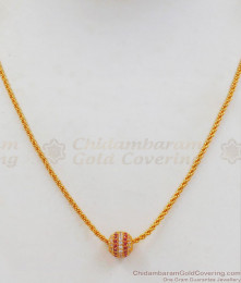 AD Ruby White Stone Ball Model Gold Small Pendant Chain SMDR668