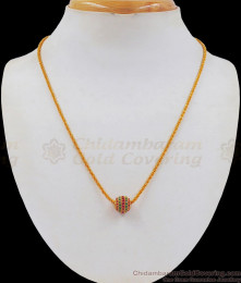 Ruby Emerald Stone Ball Gold Small Pedant Chain SMDR669