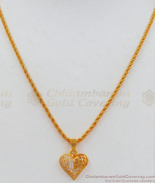 Trendy Heartin Design AD White Stone Small Pendant Chain SMDR671 Trendy Heartin Design AD White Stone Small Pendant Chain SMDR671