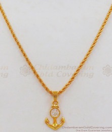 Tiny Anchor AD White Gold Small Pendant Chain SMDR672