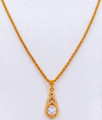 Stylish 1 Gram Gold AD White Gold Small Pendant Chain SMDR673