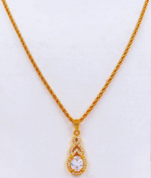 Stylish 1 Gram Gold AD White Gold Small Pendant Chain SMDR673 Stylish 1 Gram Gold AD White Gold Small Pendant Chain SMDR673