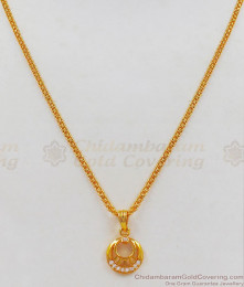 Moon Knight Small Pendant AD White Stone Gold Short Chain SMDR678 Moon Knight Small Pendant AD White Stone Gold Short Chain SMDR678