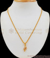 Ruby White Stone Small Pendant Gold Short Chain Daily Wear SMDR680