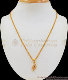 Ruby White Stone Small Pendant Gold Short Chain Daily Wear SMDR680 Ruby White Stone Small Pendant Gold Short Chain Daily Wear SMDR680