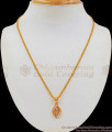 AD White Stone Small Pendant Gold Short Chain Daily Wear SMDR681 AD White Stone Small Pendant Gold Short Chain Daily Wear SMDR681