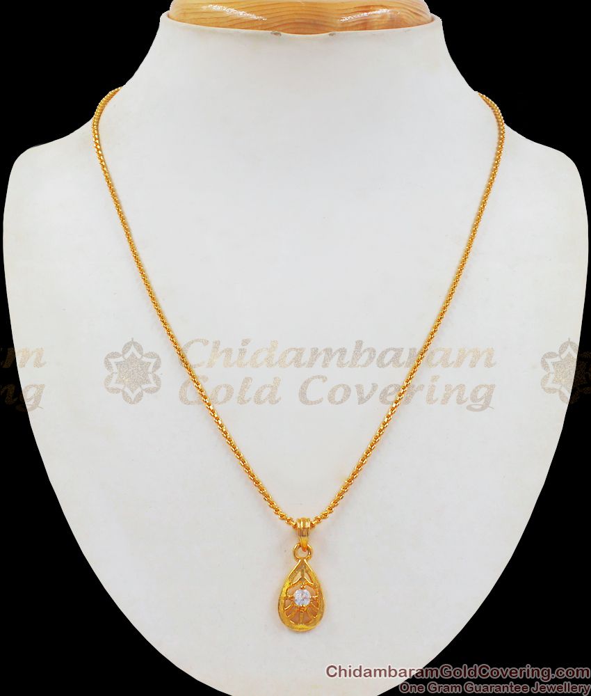 Latest Design White Stone Small Pendant Gold Short Chain SMDR686