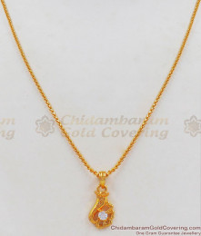 Triple Heart Model White Stone Pendant Gold Short Chain SMDR688