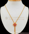Attractive Flower Design Ruby White Stone Pendant Gold Chain SMDR693