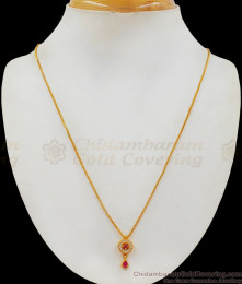 AD Ruby White Stone Small Pendant Gold Short Chain SMDR696 AD Ruby White Stone Small Pendant Gold Short Chain SMDR696