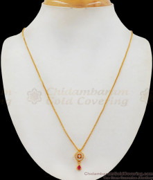 Ruby White Stone Small Pendant Gold Short Chain SMDR697 Ruby White Stone Small Pendant Gold Short Chain SMDR697