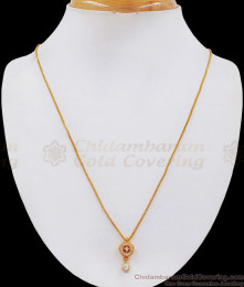 White Cz Stone Gold Plated Pendant With Chain Shop Online SMDR698