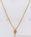 White Cz Stone Gold Plated Pendant With Chain Shop Online SMDR698