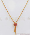 One Gram Gold Short Chain Ruby Stone Heart Design Pendant SMDR699