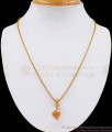 Pure Gold Tone Small Flower Pendant With Chain White Stone SMDR701
