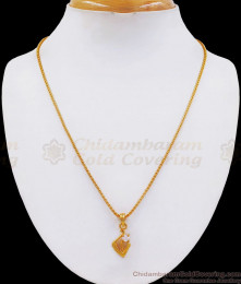 Pure Gold Tone Small Flower Pendant With Chain White Stone SMDR701