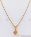 Pure Gold Tone Small Flower Pendant With Chain White Stone SMDR701