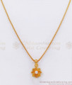 1 Gram Gold Pendant With Chain Star Design White Stone SMDR702