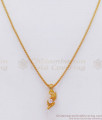 Floral Gold Plated Pendant White Stone With Chain SMDR704