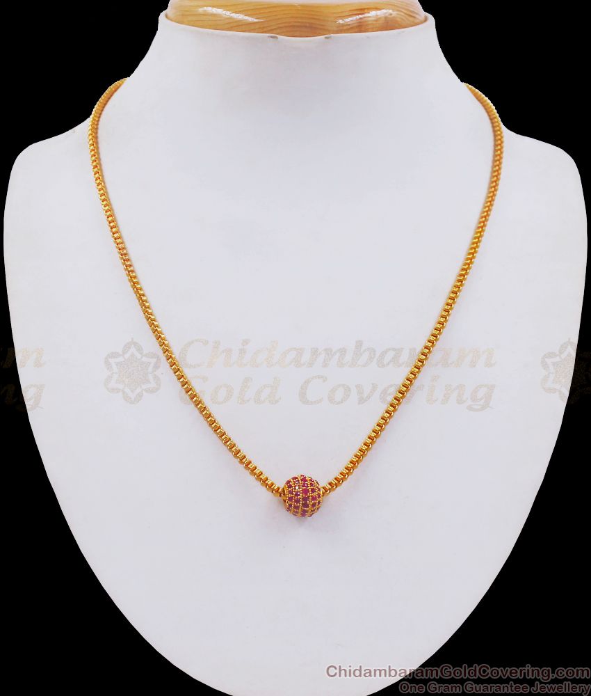 Ruby Ball Gold Imitation Pendant Chain Shop Online SMDR706