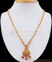 Traditional One Gram Gold Pendant Chain Multi Stone SMDR707