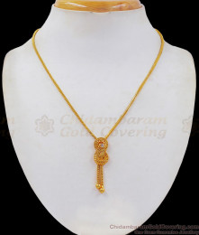 Daily Wear Gold Chain Pendant Single White Stone SMDR714 Daily Wear Gold Chain Pendant Single White Stone SMDR714
