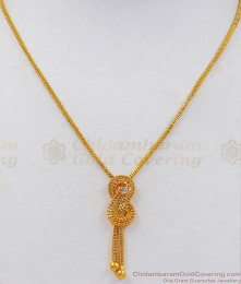 Daily Wear Gold Chain Pendant Single White Stone SMDR714 Daily Wear Gold Chain Pendant Single White Stone SMDR714