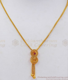 Daily Wear One Gram Gold Chain Pendant Ruby Stone SMDR715 Daily Wear One Gram Gold Chain Pendant Ruby Stone SMDR715