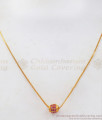 Simple Ruby Stone Single Round Pendant Gold Chain SMDR716