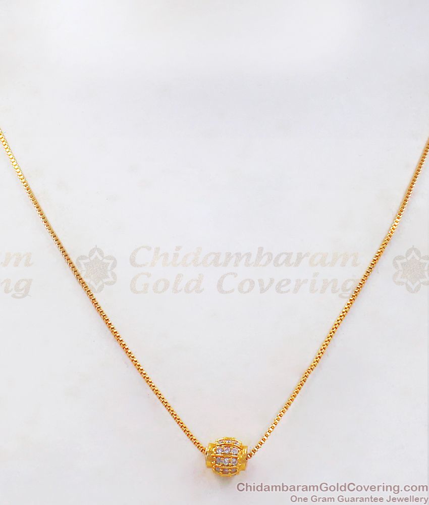 Stunning Full White Stone Pendant Gold Chain SMDR718