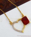Lovable Ruby Stone Pendant Gold Chain Office and College Wear SMDR719