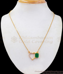 Trendy Office Wear Emerald Stone Pendant Gold Chain SMDR720 Trendy Office Wear Emerald Stone Pendant Gold Chain SMDR720